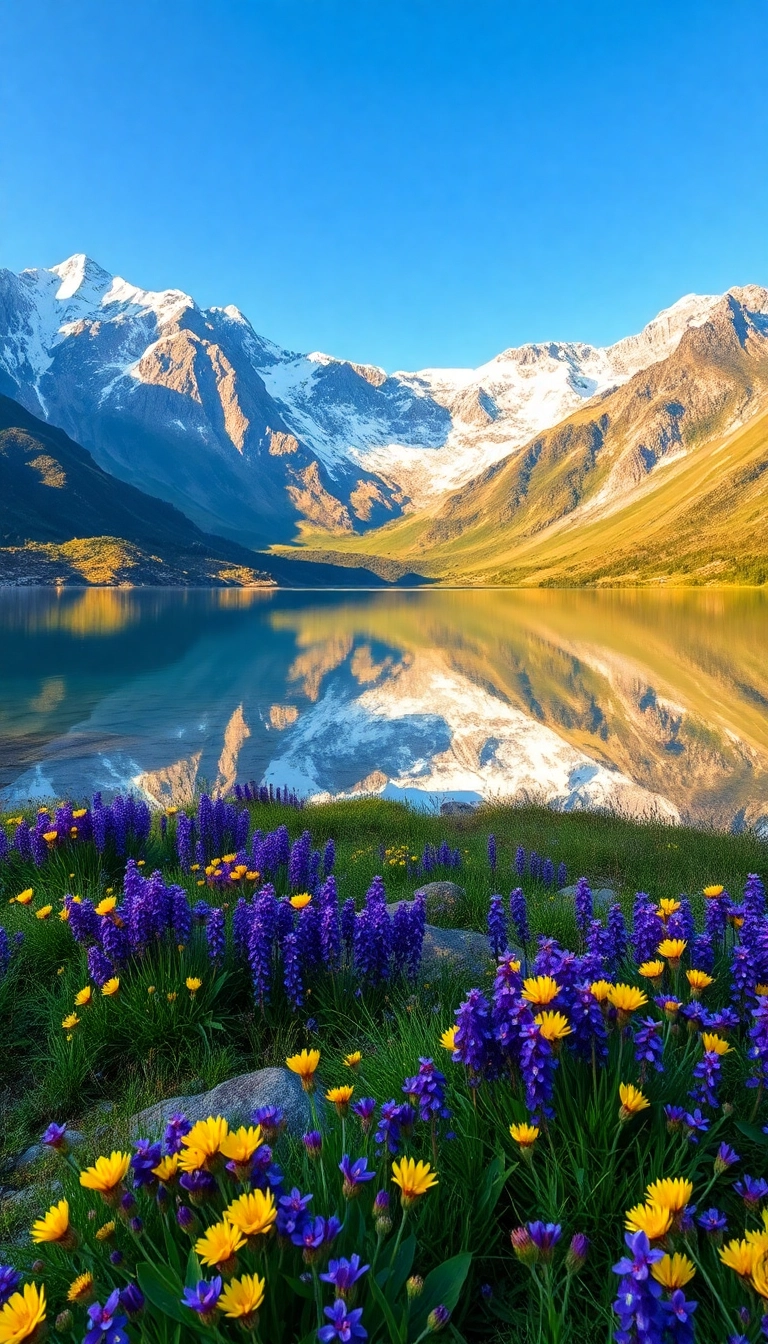 Best Luminous AI Spring Mountain Reflection Phone Sophisticated Wallpaper
